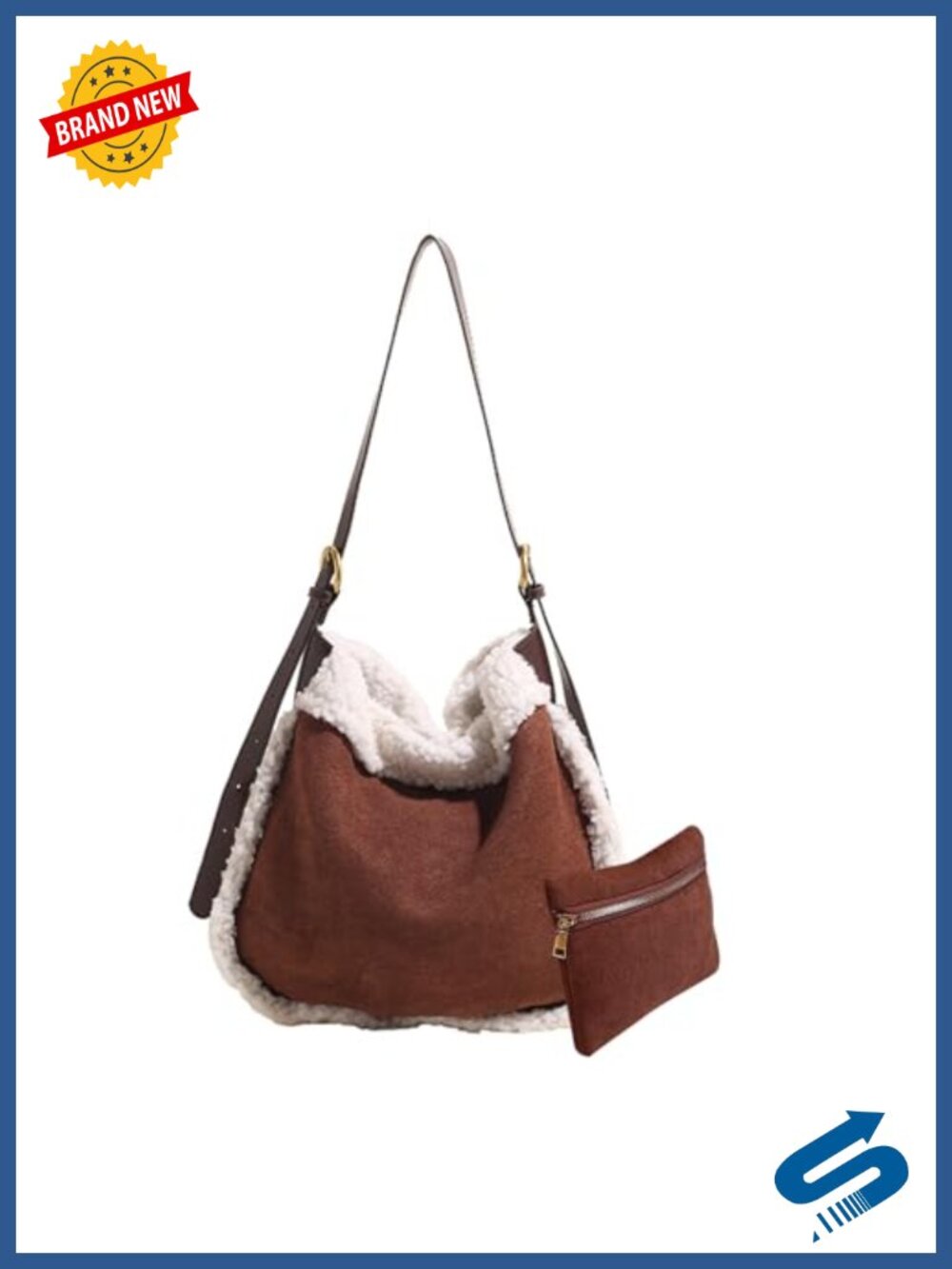 Suede Lamb Wool Tote Bag Large Crossbody Shoulder Handbag Hobo